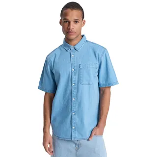 Kurzarmhemd QUIKSILVER "Carrigan", Herren, Gr. XXL, blau (flintstone), Obermaterial: 100% Baumwolle., Hemden Kurzarmhemd