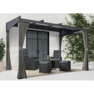 Anbaupavillon KONIFERA "Bilbao, Terrassenüberdachung", grau (anthrazit), B/H/T: 360cm x 240cm x 252cm, Pavillons, Anbaupavillon, verschiedene Maße, ohne Seitenteile