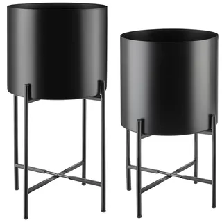 Tectake tectake® Pflanzenständer, 2-teilig, im Industrial Style, pulverbeschichteter Stahl, Anti-Rutsch-Pads, Belastbarkeit je 20 kg