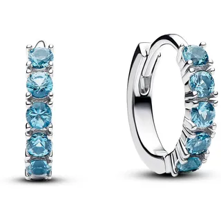 Pandora Timeless Hellblaue Huggie Ohrringe aus Sterling Silber mit Zirkonia, 293849C01