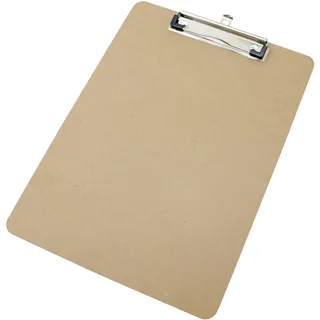 Klemmbrett Holz A4  | Hochformat  | Basic - mit Bügelklemme, braun