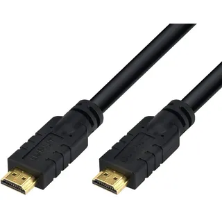 PremiumCord 4K High Speed ​​HDMI 2.0 M/M Kabel Mit Verstärker, 18 Gbit/s, 4K@60Hz Video Kompatibel, Deep Color, 3D, ARC, HDR, Dolby TrueHD, 3x Geschirmt, Vergoldete Anschlüsse, Schwarz, 25 m
