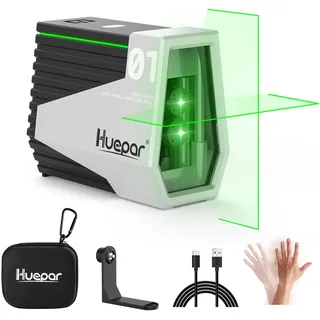 Huepar Grüne Kreuzlinien-Nivelliergerät Selbstnivellierend mit Bewegungssensor und Pulsmodus - Laser-Linien per Handbewegung Wechseln