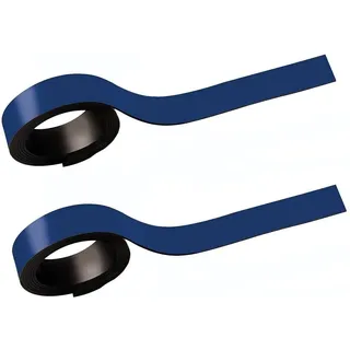 Maul Magnetstreifen 1 x 100cm 2 Stück) | Magnetband selbsthaftend auf magnetischen Oberflächen | Magnetklebeband individuell zuschneidbar | Beschriftbar mit Marker | Blau