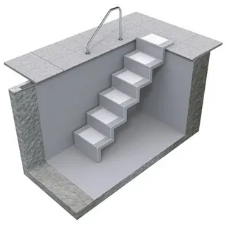 Treppe ELEGANZ 60 Lang 5-stufig Randbefestigung für Universal-Einbau aus Polyester,Farbe: meerblau