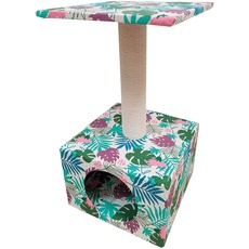 Croci Tropical Cave Kratzbaum Hochsäule 55 cm mit Hundebett, für Erwachsene und Katzen, Kratzbaum mit Baumkratzer, Zubehör und Spiele für Tiere, beruhigendes Spiel für Katzen