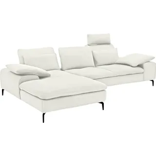 W.Schillig Ecksofa »valentinoo, Designsofa, bequem, elegant und zeitlos, L-Form« inklusive Hocker, mit Sitztiefenverstellung, Breite 299 cm, weiß