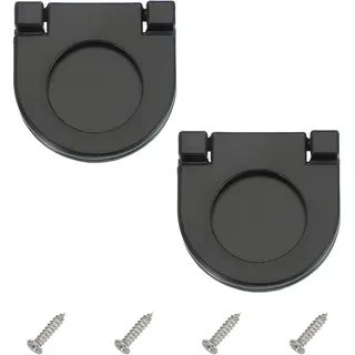 PATIKIL 1.4 Zoll (35mm) Einbau-Ringgriff 2 Stück Niedriges Profil Schubladengriff Zinklegierung Klappgriff mit Schrauben für Möbel Schränke Kommoden, Schwarz