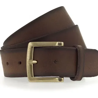 Ledergürtel MUSTANG, Herren, Gr. 85, braun (baileys), Rindsleder, unifarben, vintage, Gürtel Ledergürtel, mit grafischer Prägung verziert, Vintage-Look, 4 cm
