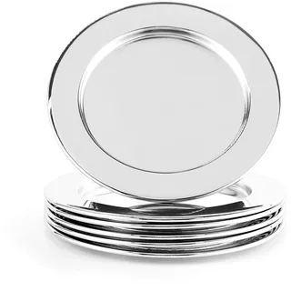 Echtwerk Glasuntersetzer-Set aus Edelstahl, Getränke-Untersetzer, Glasablage, Runde Untersetzer für Glas, Tassen, Vasen, Kerzen, kratzschutz, Ø ca. 8 cm, Silber-Edition, 6-teilig
