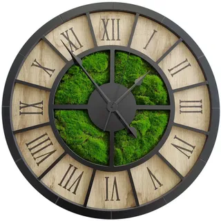 Wanduhr , Schwarz, Eichefarben, Dunkelgrün , Holz, Metall, Kunststoff , Fsc, Made in Eu , Dekoration, Uhren, Wanduhren