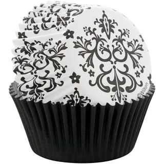 Wilton Damast Cupcake-Folien aus weißem und schwarzem Papier, 75er-Pack