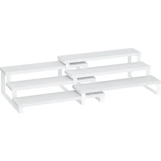 SONGMICS Gewürzregale, Küchenregale stehend, Küchen-Organizer, 2er Set, Holzwerkstoff, je 3 Ablagen, ausziehbar, stapelbar, für Speisekammer, Arbeitsplatte, schneeweiß-wolkenweiß KCS116W01