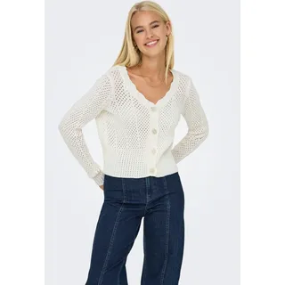 Only Strickjacke "ONLROSELIA – Cardigan mit Knopfleiste und geripptem Bündchen", Damen, Gr.