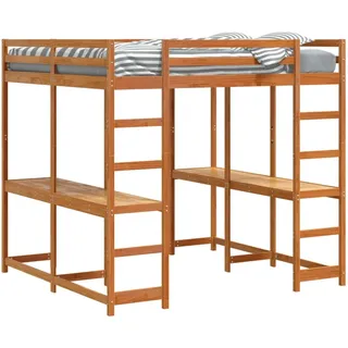 SYFAXTM Hochbett mit Schreibtisch & Leiter Braun 160x200 cm Kiefernholz - Braun