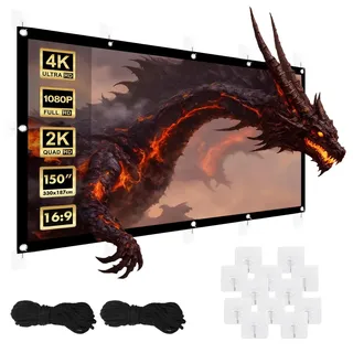 Maclean Brackets Maclean Tragbare Projektionswand – Hochwertige Polyester-Leinwand mit 25mm Schwarzem Rand, 179° Betrachtungswinkel und Einfache Montage (150", 300x220cm, 4:3)