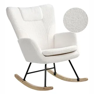 Beliani Schaukelsessel Bouclé Weiß Sandve , Hellbraun , Textil , 72x98x87 cm , Wohnzimmer, Sessel, Relaxsessel