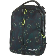 Walker 42125-363 - Schulrucksack Elite 2.0 "Green Polygon" mit 2 Fächern, Zippfach am Rücken, Schultasche inkl. Rücken-Polsterung, höhenverstellbares Tragesystem, verstellbaren Gurten