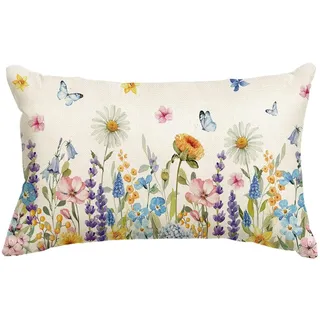 Artoid Mode Blätter Lavendel Gänseblümchen Blumen Frühling Kissenbezug, 30x50 cm Sommer Zierkissenbezug Cushion Cover Couch Wohnzimmer Deko