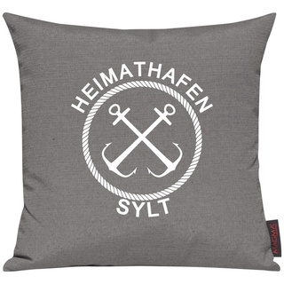 ShirtInStyle Sofakissen Heimathafen Sylt, Kissen, Meer, Heimatort, Stadt, Urlaub, Größe 40 x 40cm, Farbe Grau