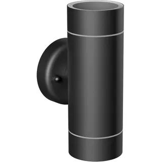 ledscom.de Wandleuchte WEDO für außen, IP44, Up-/Downlight, schwarz matt, rund, 2x GU10 max. 35W