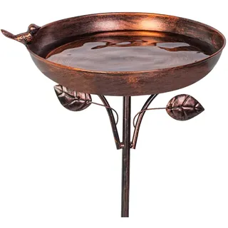 VEWOGARDEN Vogeltränke für den Garten, Metall, 30,5 cm, Vogeltränke mit 5 Zinken, Bodenpfahl, Vintage-Vogeltränke für den Außenbereich, Gusseisen, Vogeltränke, stehend, Vogelfuttertränke