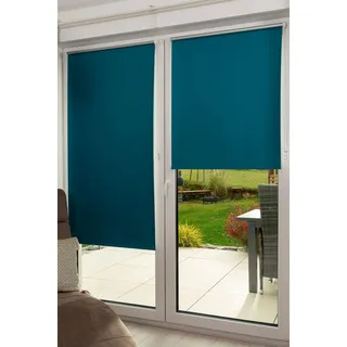 K-HOME Thermorollo Verdunklungsrollo ohne Bohren Petrol B105 x H150 cm