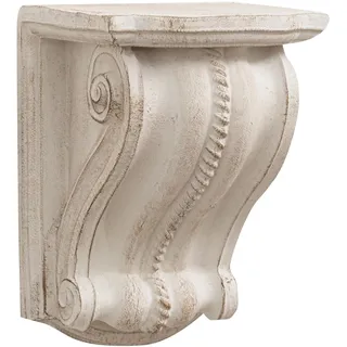 Biscottini Barockregal L 13 x T 18 x H 13,5 cm – Regal weiß antik – Wandregale Shabby Chic – kleine Konsole Barock zur Wandmontage
