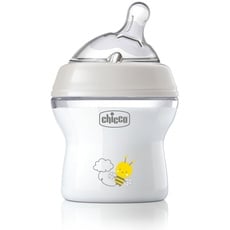 Chicco Natural Feeling Anti-Kolik Babyflasche für 0+ Monate, 150 ml, mit Weichem Silikonsauger und Doppelventil, Natürliches und Instinktives Gefühl beim Saugen, Kunststoffflasche