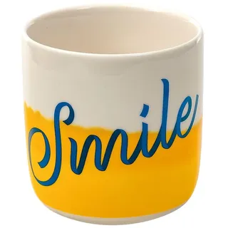 moses. Becher Smile, moderne Kaffeetasse aus Keramik ohne Henkel mit Druck innen und außen, Keramikbecher mit Dipdye-Farbverlauf, spülmaschinengeeignet, mikrowellengeeignet, 300 ml Fassungsvermögen