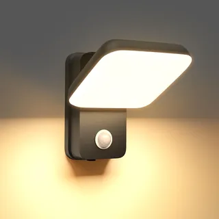 JVURICE Außenwandleuchte mit Bewegungsmelder, 350° Drehbare Aluminiumlegierung, IP65 Wasserdicht Wandlampe als Außenlampe für Haus, Garten, Terrasse, Garage, Einfache Installation