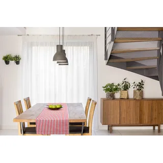 FILU Tischläufer 40 x 200 cm Rot/Weiß gestreift (Farbe und Größe wählbar) - hochwertig gefertigter Tischläufer aus 100% Baumwolle im skandinavischen Landhaus-Stil