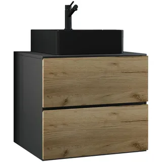 Mid.you Waschtischkombi , Anthrazit, Honigeiche , Holzwerkstoff , 2 Schubladen , nicht einzeln stellbar , 61 cm , hängend , Badezimmer, Waschbecken & Armaturen, Waschtische