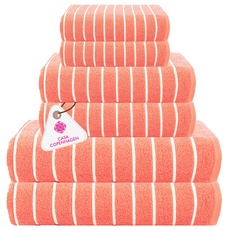 Casa Copenhagen Ecstatic 6-teiliges Handtuchset – Malibu Peach, 600 g/m2, 2 Badetücher, 2 Handtücher, 2 Waschlappen aus weicher ägyptischer Baumwolle für Badezimmer, Küche und Dusche