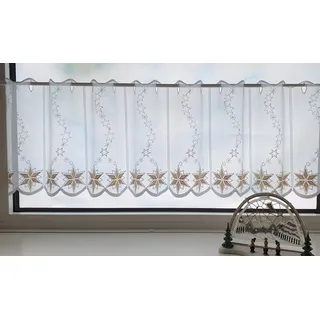 Stickereien Plauen Scheibengardine »Sternenglanz« Stangendurchzug 1 Stk. tlg., goldfarben