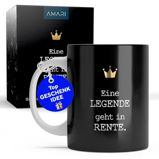 Amari® Tasse Rente – Lustiger Kaffeebecher zum Ruhestand – Geschenkidee für Rentner oder Rentnerin – Witzige Tasse Abschied Arbeit – Rente Becher mit Spruch – Legende Tasse