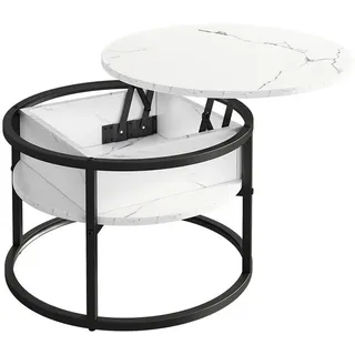 Vicco Couchtisch Marlo, 57 x 57 cm, Marmor Weiß - Weiß, Schwarz
