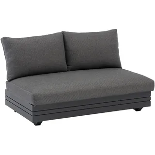 Zebra Loungesofa , Graphitfarben, Dunkelgrau , Metall, Textil , Uni , L-Form, einzeln stellbar , 132x76x74 cm , wetterfest, klappbare Rückenlehne , Gartenmöbel, Loungemöbel, Lounge-Serien