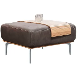 W.Schillig Polsterhocker »run« mit elegantem Holzsockel, Füße in Silber matt, Breite 75 cm, braun