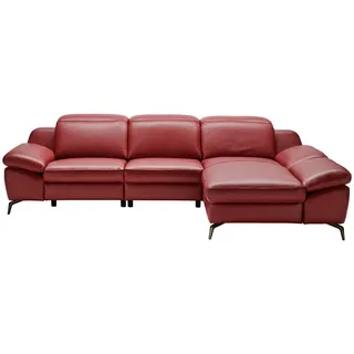 Celina Home Ecksofa , Rot , Leder , Echtleder , Rindleder , L-Form, Ottomane rechts , 286x183 cm , Made in Eu , Fußauswahl, Lederauswahl, Hocker erhältlich, Rücken echt, Typenauswahl, Stoffauswahl, seitenverkehrt erhältlich , Wohnzimmer, Sofas & Couches, Wohnlandschaften, Ecksofas