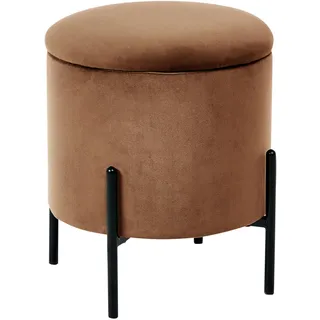 Beliani Pouf Dunkelbraun Wenona , Dunkelbraun, Schwarz , Textil , Rund , 37x40x37 cm , Wohnzimmer, Sessel, Hocker & Hockerbänke, Poufs