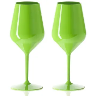 DoimoFlair Weingläser aus Kunststoff bruchsicher Weinbecher Sektgläser Plastik Grün 47 cl.
