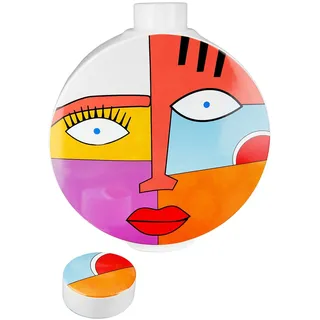 Gilde "Deckelvase Grafic Face, Höhe ca. 29,5 cm", Dekoobjekt aus Keramik, mehrfarbig