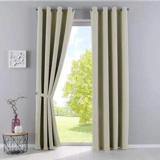 Gardinenbox Newyork Ösen 140 x 245 cm Beige 2er-Pack