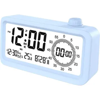 INF Wiederaufladbarer Smart Wecker mit LCD, Nachtlicht und Countdown-Timer Blau - Blau