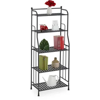 Relaxdays Standregal, Stahl, HxBxT: 133 x 56 x 28 cm, Regal Küche & Bad, 5 Gitterablagen, Metallregal stehend, schwarz