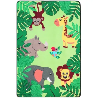 Primaflor-Ideen in Textil Kinderteppich »JUNGLE«, rechteckig, 5 mm Höhe, Motiv Dschungel Tiere, Kinderzimmer, grün