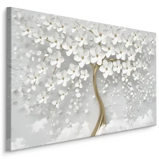 Muralo Leinwandbild Abstrakter Baum Blumen Glamour Stil 40x30 , Schwarz, Weiß, Beige, Braun, Grau , Textil , Abstrakt, Floral, Baum/Pflanze/Natur , Rechteckig , 40x30 cm , Bilder & Rahmen, Bilder, Leinwandbilder