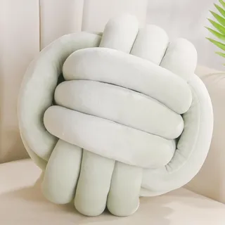 Yhoelata Knotenkissen, Dekokissen Grün, Zierkissen Aesthetic Sofakissen aus Samt, Bett Deko Kissen Runden für Kind Schlafzimmer, Geschenk 28 cm