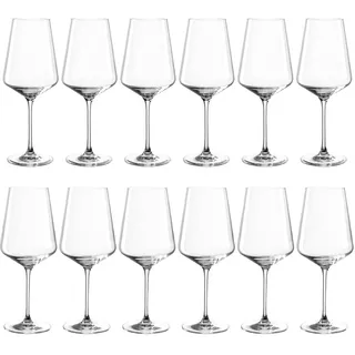 LEONARDO HOME Puccini Weingläser, 12er Set, spülmaschinenfest, 6 Rotwein-Gläser 750 ml, 6 Weißwein-Gläser 560 ml, Wein-Kelch mit gezogenem Stiel